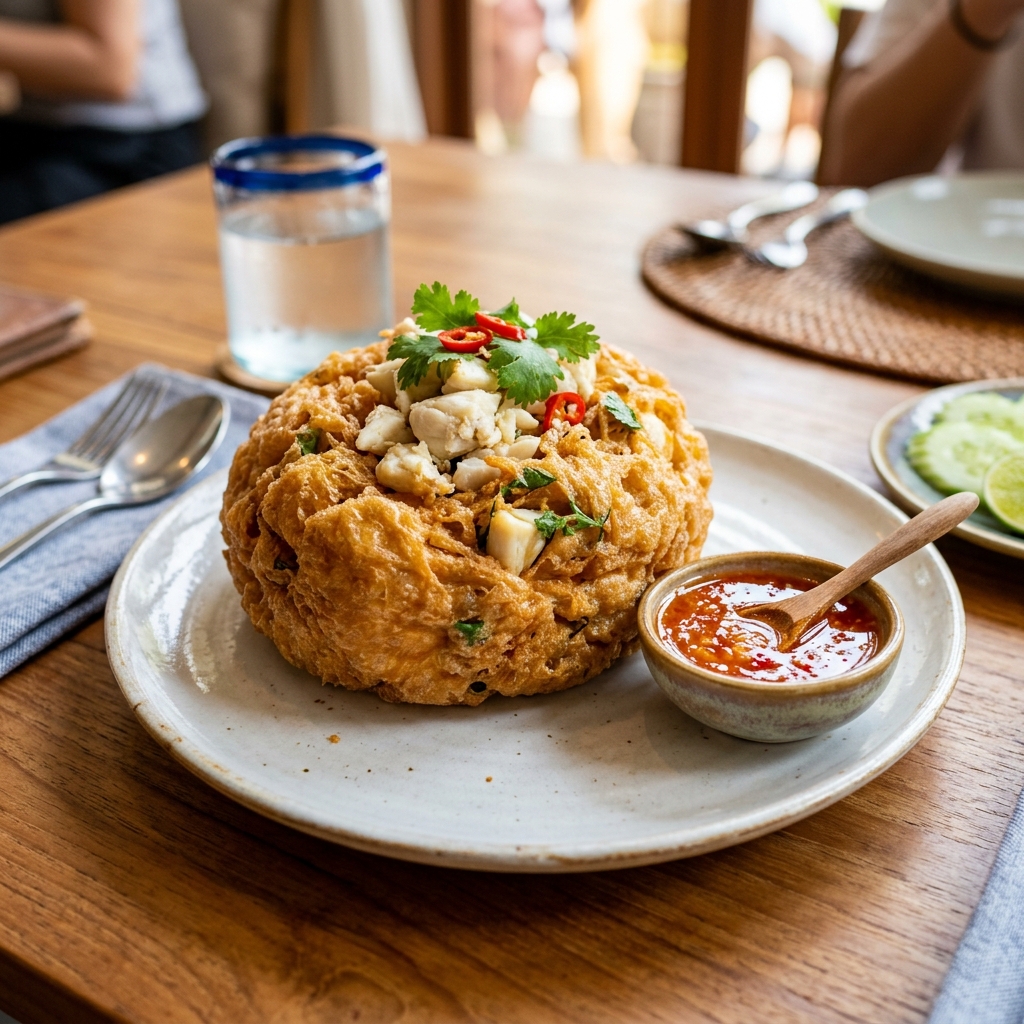Fluffy Crab Omelette — Krua Apsorn signature dish